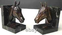 HORSE BOOKENDS bronze signed LE VERRIER art deco vintage antique horse