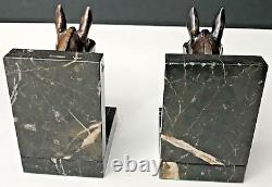 HORSE BOOKENDS bronze signed LE VERRIER art deco vintage antique horse