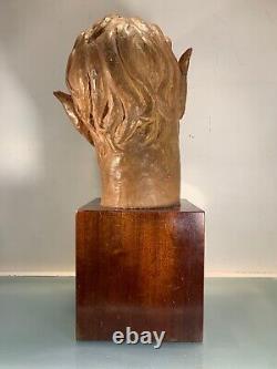 Head of Faun, Studio Plaster Signed Madeleine Bonnet, Year 1929