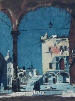 Henri Rivière 1864-1951. Magnificent - Great Watercolor. An Animated View From Venice