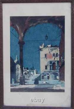 Henri Rivière 1864-1951. Magnificent - Great Watercolor. An Animated View From Venice