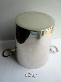 Ice Bucket Art Deco, Beautiful Silver Metal Rings 2 Handles, Signed St Médard