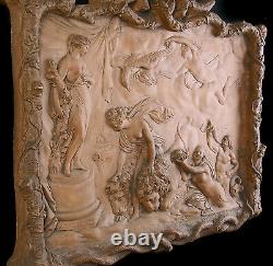 Important Low Relief 14 KG Mathurin Moreau Mythological Scene Athena Hera Lions