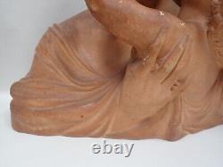 Important art deco terracotta statue / R. D'Arly stamp / Weight 10 kg