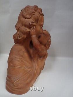 Important art deco terracotta statue / R. D'Arly stamp / Weight 10 kg