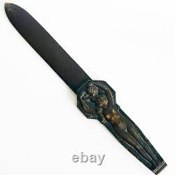 Important patinated bronze paper knife signed Lucien Bazor Art Deco 1928 modernism