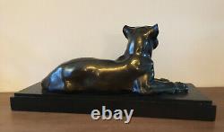 Impressive Art Deco Regule The Lioness and Her Lion Cub Felines signed by Maurice Font