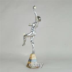 In Gory, Silver Bronze Dancer, Signed, Art Deco, Xxth Century
