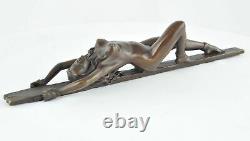 In Sculpture Pin-up Sexy Style Art Deco Massive Bronze Sign