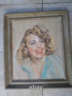 Jean-Albert GRAND-CARTERET - Original Pastel Drawing - Woman - Art Deco Frame