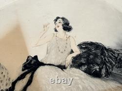 Jean Hardy Etching Artist's Proof Signed Art Deco Era Woman Cigarette