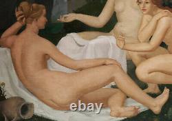 Joseph Lailhaca Painting Oil Landscape Arcadian Women Nude Bordeaux Art Deco