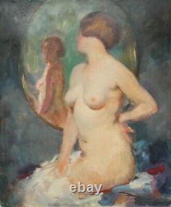Julien Tavernier (1879-c. 1938) Woman's Nude In The Mirror, Art Deco