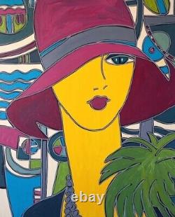 KLEYMAN AKOUN XXL 81x65 Tableau: The Lady with the Red Hat Direct from the Artist