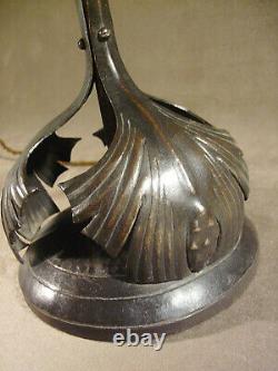 Keppel Nancy Lamp Foot Signed In Wrought Iron Hammered And Repelled 1920