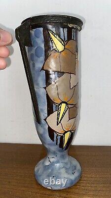 LOUIS AUGUSTE DAGE ART DECO VASE ANTIQUE CERAMIC Polychrome signed EUGENE VAL