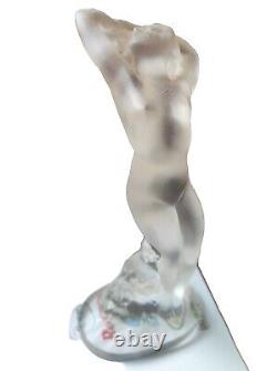 Lalique Bather Statue with Raised Arms Crystal Art Deco Sculpture Signed