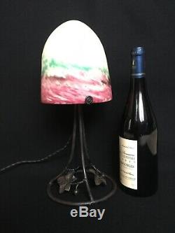 Lamp Art Deco Iron Shell Pet And Glass Signed Deross Ross Deross