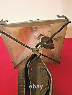 Lamp Art Deco, Wrought Iron Foot, Glass Paste, 1920, Signed The Francais Verre