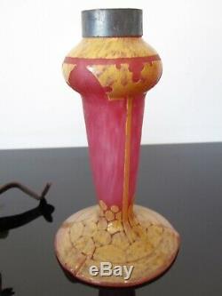Lamp Base The French Glass Signed To The Cart Charder, Schneider Pate Verre