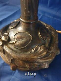 Lamp Époque Art-deco Bronze Foot Where Laiton Moulded Glass Signed Degué