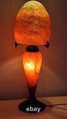 Lamp Mushroom Made Of Glass Paste, Signed A France. Height 51cm
