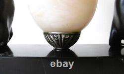 Lamp With Sea Lions, Art Deco, Alabaster Basin, Signed M. Font, Perfect Condition, 1930