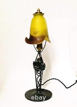 Lamp/art deco/tulip/signed/le Verre Français/Schneider/glass paste/1920