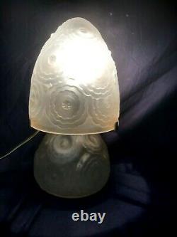 Lampe Champignon Pierre D'avesn Signed Art Deco1930 Moulded Glass No Lalique Daum