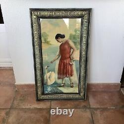 Large Art Deco Chromolithograph Signed Lacroix Geneva Framed