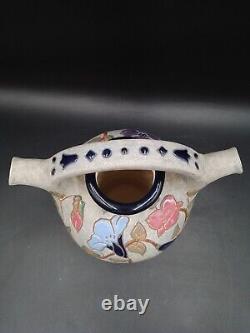 Large Art Deco Enameled Flower Pitcher Vase signed Amphora Czech Republic