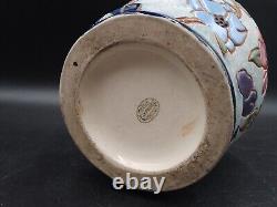 Large Art Deco Enameled Flower Pitcher Vase signed Amphora Czech Republic