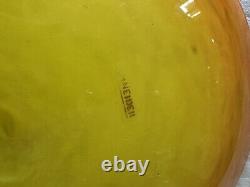 Large Art Deco Glass Plate Signed SCHNEIDER Orange Yellow