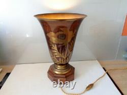 Large Art Deco Salon Vasque Lamp Signed A. Ducobu Old Dinanderie
