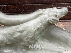 Large Art Deco Sculpture of Woman with Dog Terracotta Signed Melani