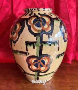 Large Art Deco terracotta vase signed Brunïk around 1940