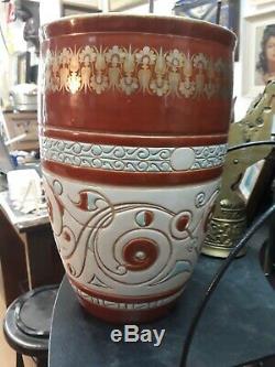 Large Vase Faience Art Nouveau Deco 3x Sign Galle Rare Cache Pot