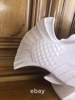 Large cracked ceramic fish signed Le Jan, Art Deco 1930, Saint Clément