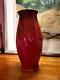 Large Red Earthenware Vase With 6 Sides, Signed Paul Milet / Art Deco / 29 Cm