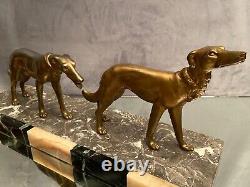 Large sculpture of greyhounds on onyx Art Deco signed Salvatore MELANI 1902-1934