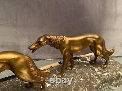 Large sculpture of greyhounds on onyx Art Deco signed Salvatore MELANI 1902-1934