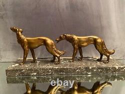 Large sculpture of greyhounds on onyx Art Deco signed Salvatore MELANI 1902-1934