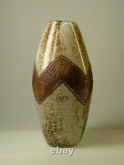 Legras Large Ovoid Vase Art Deco Era Clear Acid Decor Signed