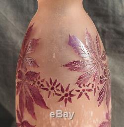 Legras Vase Signed A Clear Lacide Art Deco Frosted And H 31 CM