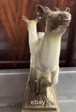 Lemanceau Sculpture Animalal Ceramic Art Deco 1930 Signed Antelope Gazelle