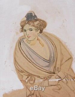 Leo Lele Portrait Drawing Young Woman Arlesienne Arles Table Watercolor Gouache