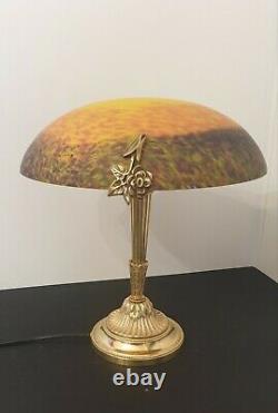 Light Pate Glass Signed Vianne Art Déco Art Nouveau (bronze Or Brass)