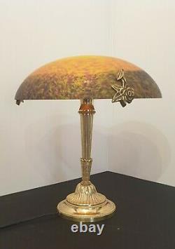 Light Pate Glass Signed Vianne Art Déco Art Nouveau (bronze Or Brass)
