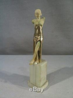 Louis Barthelemy Old Pretty Sculpture Chryselephantine Woman Art Deco 1930