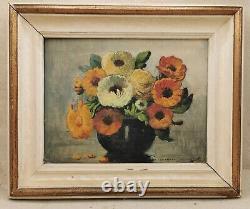 Louise Germain Baligot Art Deco Flower Bouquet original oil painting by Odin Lemaire